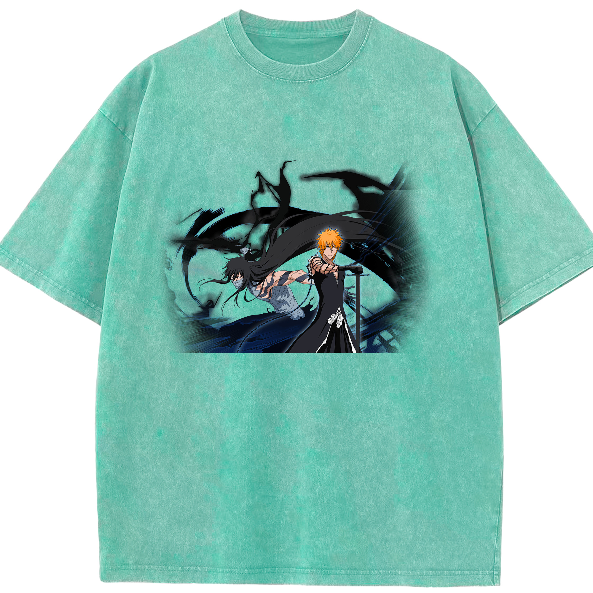 （画像用） ブリーチ 黒崎一護（くろさき いちご）BLEACH Kurosaki Ichigo 綿100% ヴィンテージ風 半袖Tシャツ（フロントプリント）